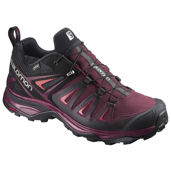 Salomon Israel X ULTRA 3 GTX® W - Womens Hiking Shoes - Burgundy/Black (AJVF-30197)